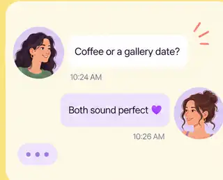Illustration of two adult women starting a conversation on TUNU