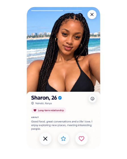 A tunu profile card showing a verified mark and what she is looking for
